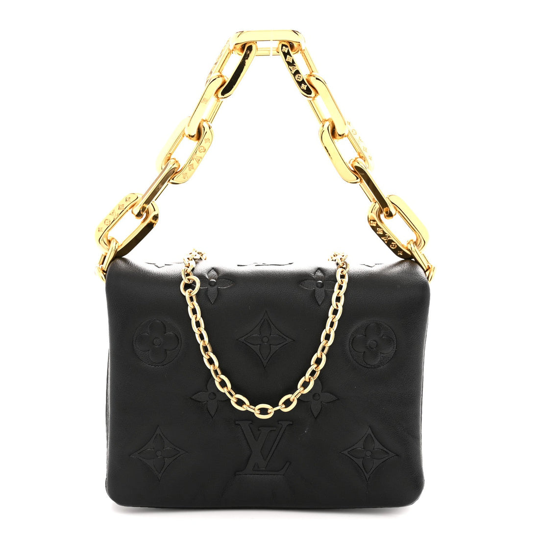 Lambskin Embossed Monogram Coussin Belt Bag Black
