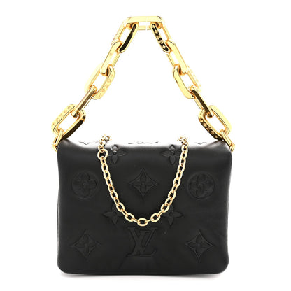 Lambskin Embossed Monogram Coussin Belt Bag Black