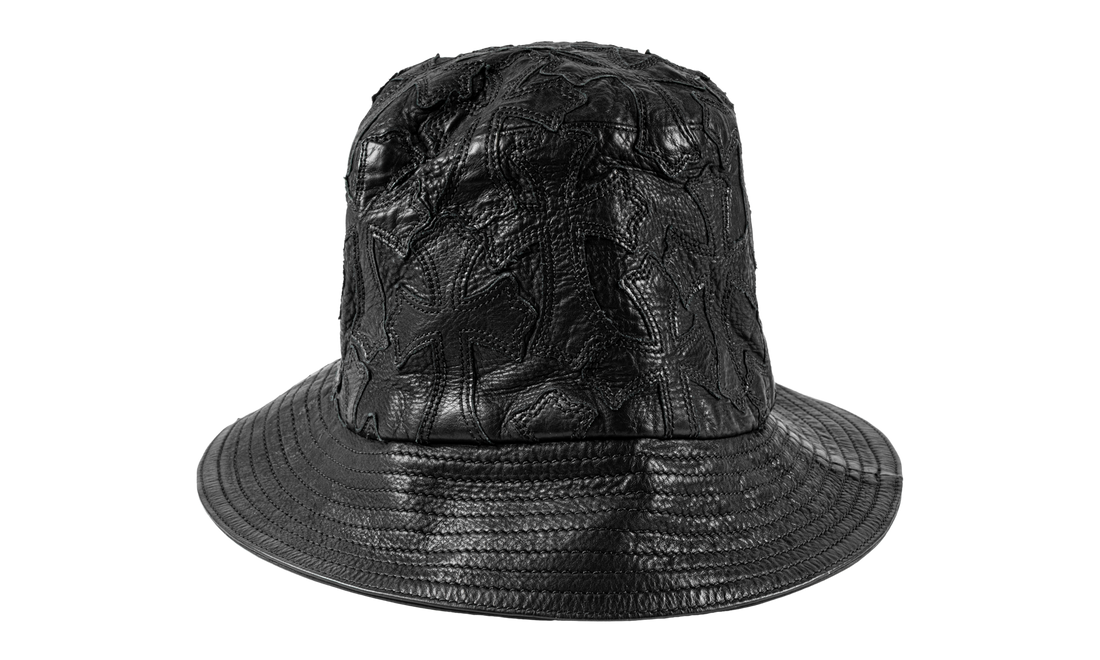 Cross Leather Patch Bucket Hat "Black" CHRM1406