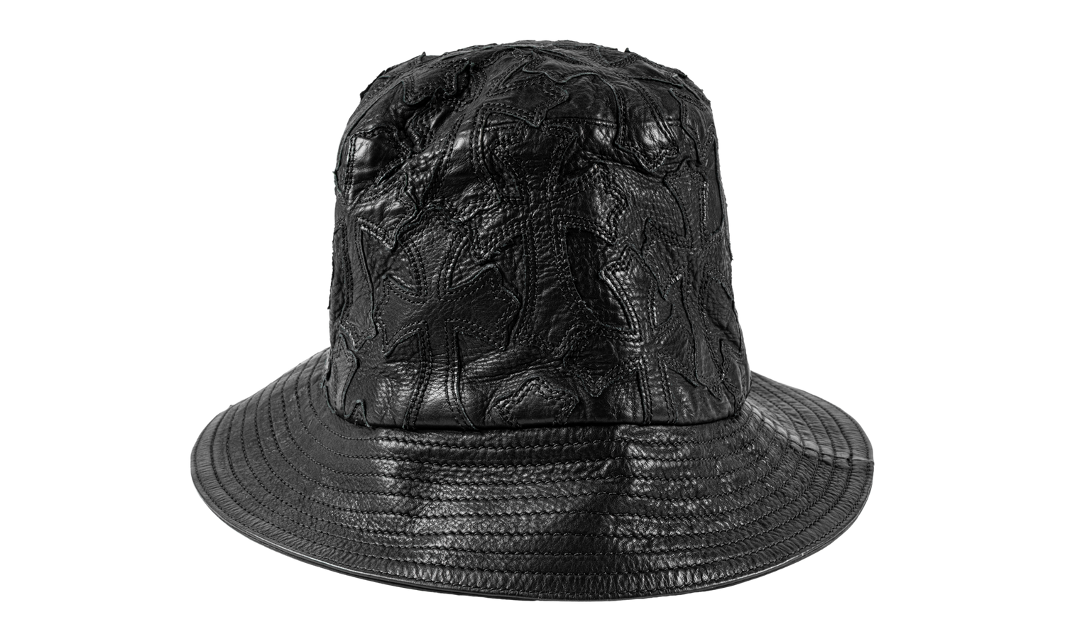 Cross Leather Patch Bucket Hat "Black" CHRM1406