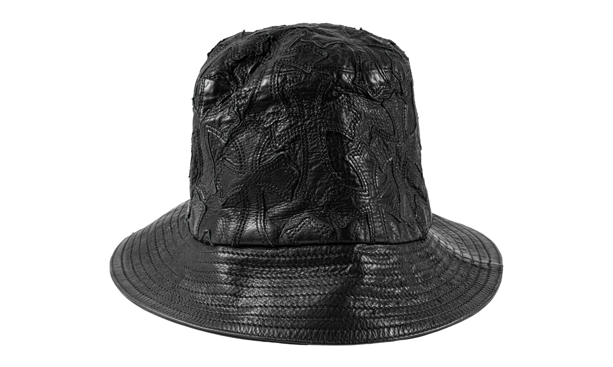 Cross Leather Patch Bucket Hat "Black" CHRM1406