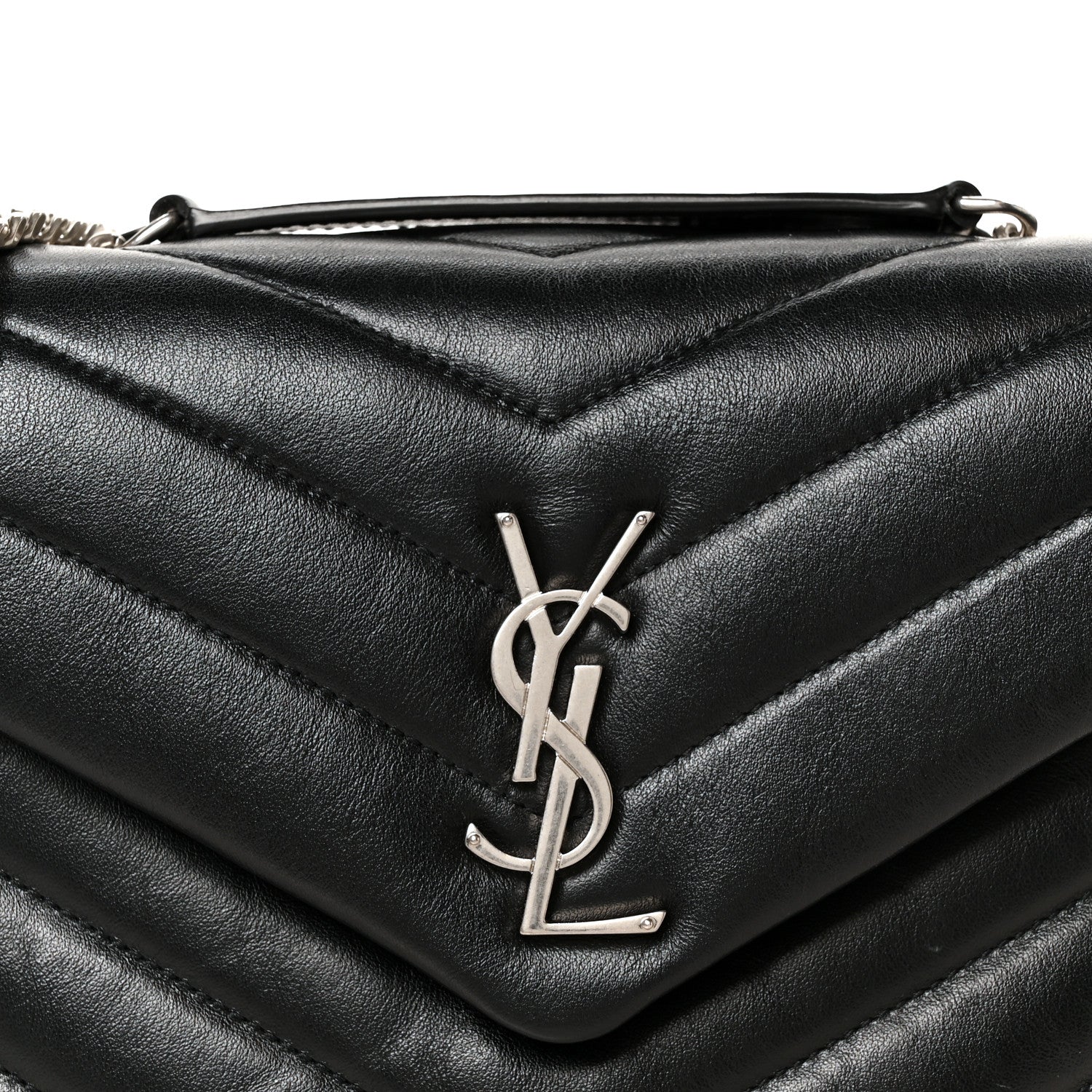Calfskin Y Quilted Monogram Small Loulou Crossbody Bag Black