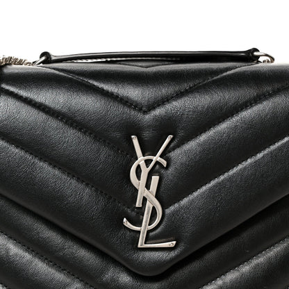 Calfskin Y Quilted Monogram Small Loulou Crossbody Bag Black