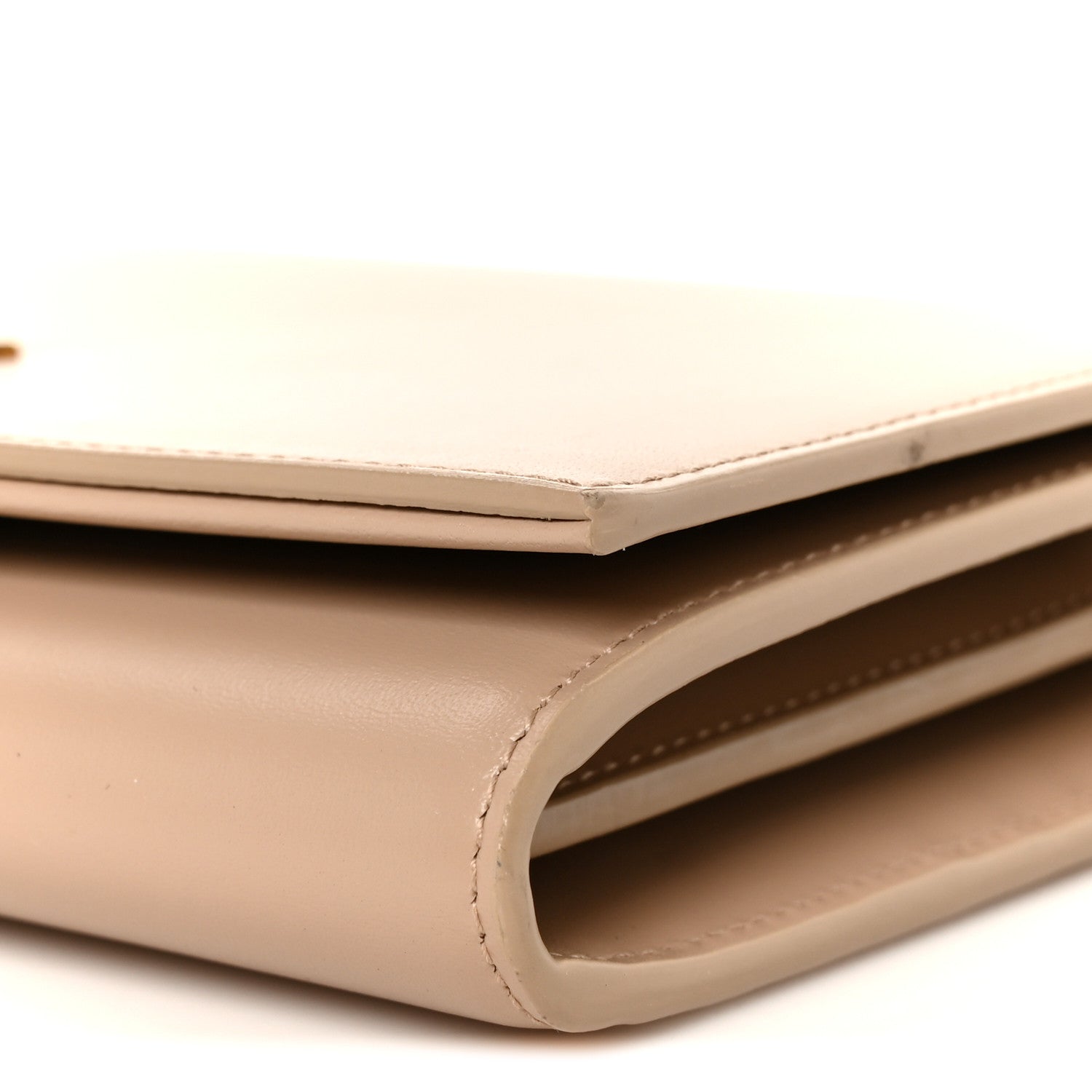 Glossy Calfskin Monogram Chain Wallet Dark Beige