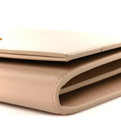 Glossy Calfskin Monogram Chain Wallet Dark Beige