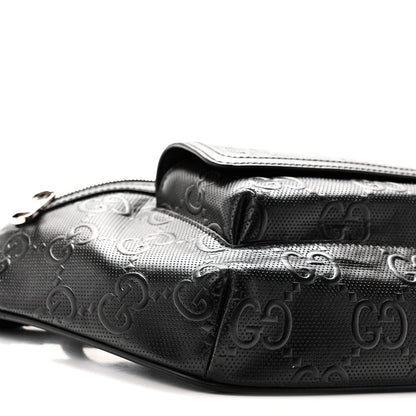 Calfskin GG Tennis Embossed Pocket Belt Bag Black