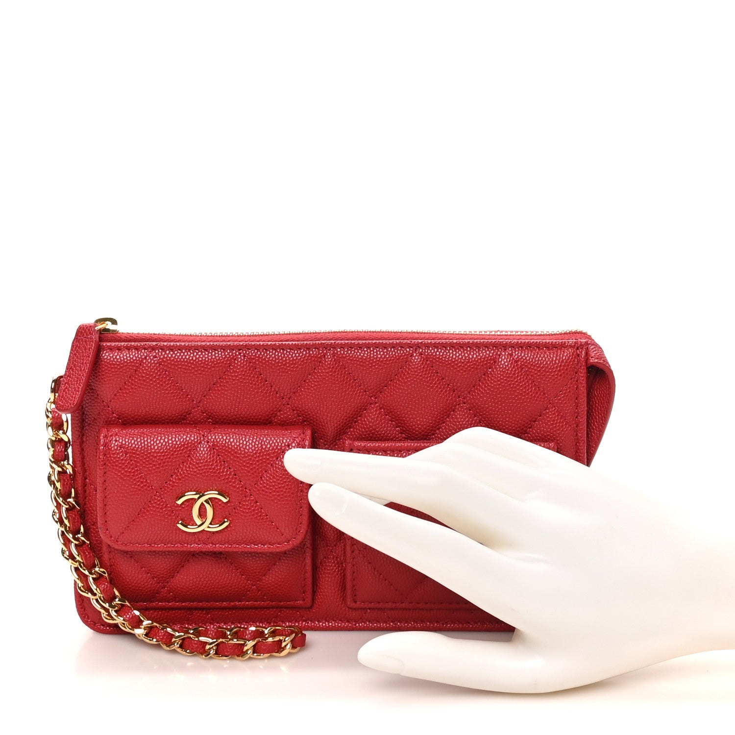 Caviar Quilted Polly Pocket Pouch Red