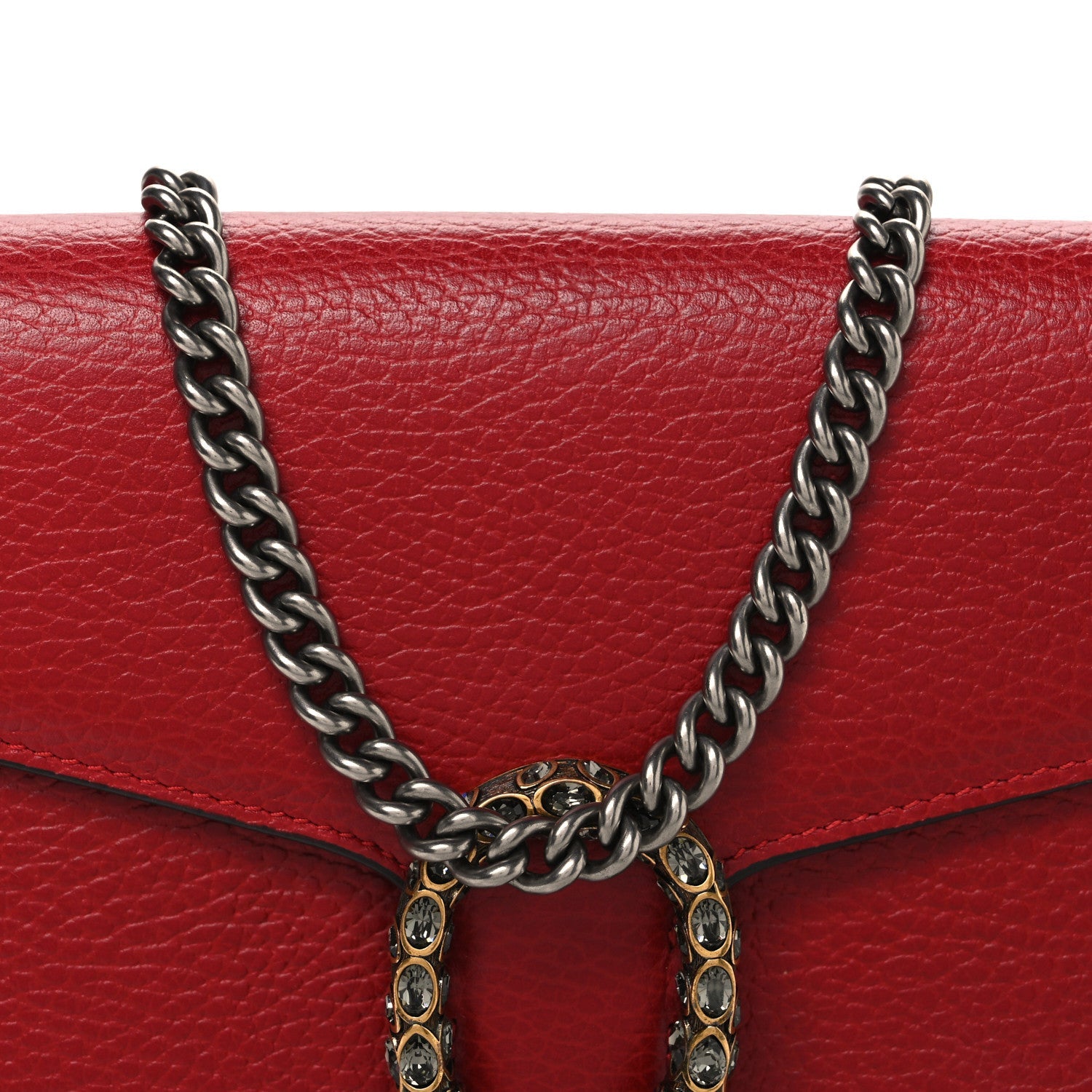 Calfskin Mini Dionysus Chain Wallet Hibiscus Red