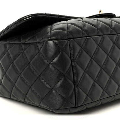 Calfskin Quilted Small XXL Travel Flap Bag Black
