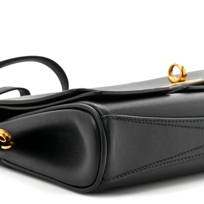 Smooth Calfskin Small Bel Air Clutch On Strap Black