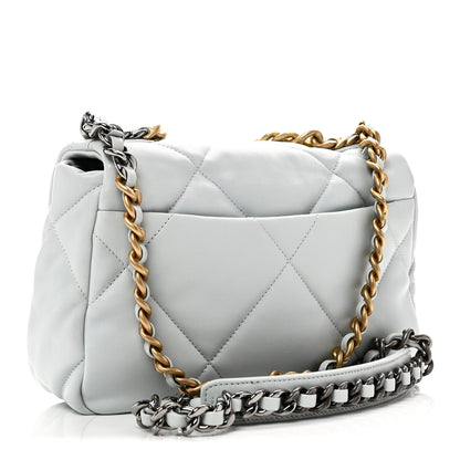 Lambskin Quilted Medium Chanel 19 Flap Light Blue