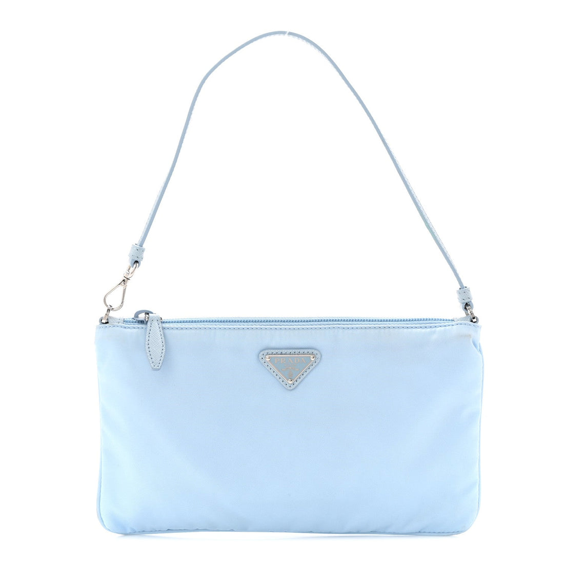 Re-Nylon Vela Saffiano Mini Pochette Bag Celeste