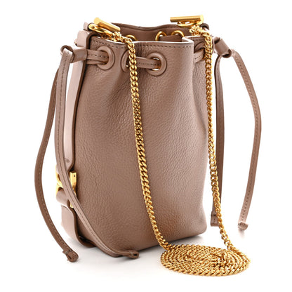 Grained Calfskin Micro Marcie Bucket Bag Woodrose