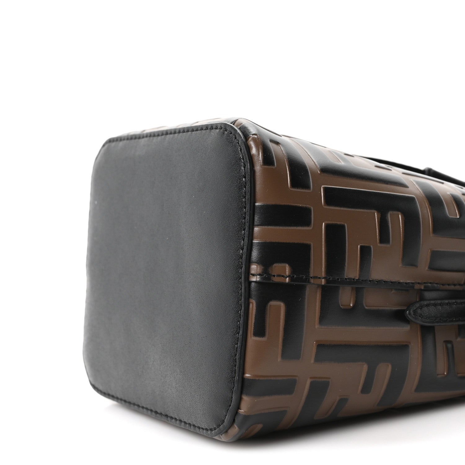 Vitello Liberty F is Fendi Bi-Color FF 1974 Embossed Mini Mon Tresor Bucket Bag Maya Black