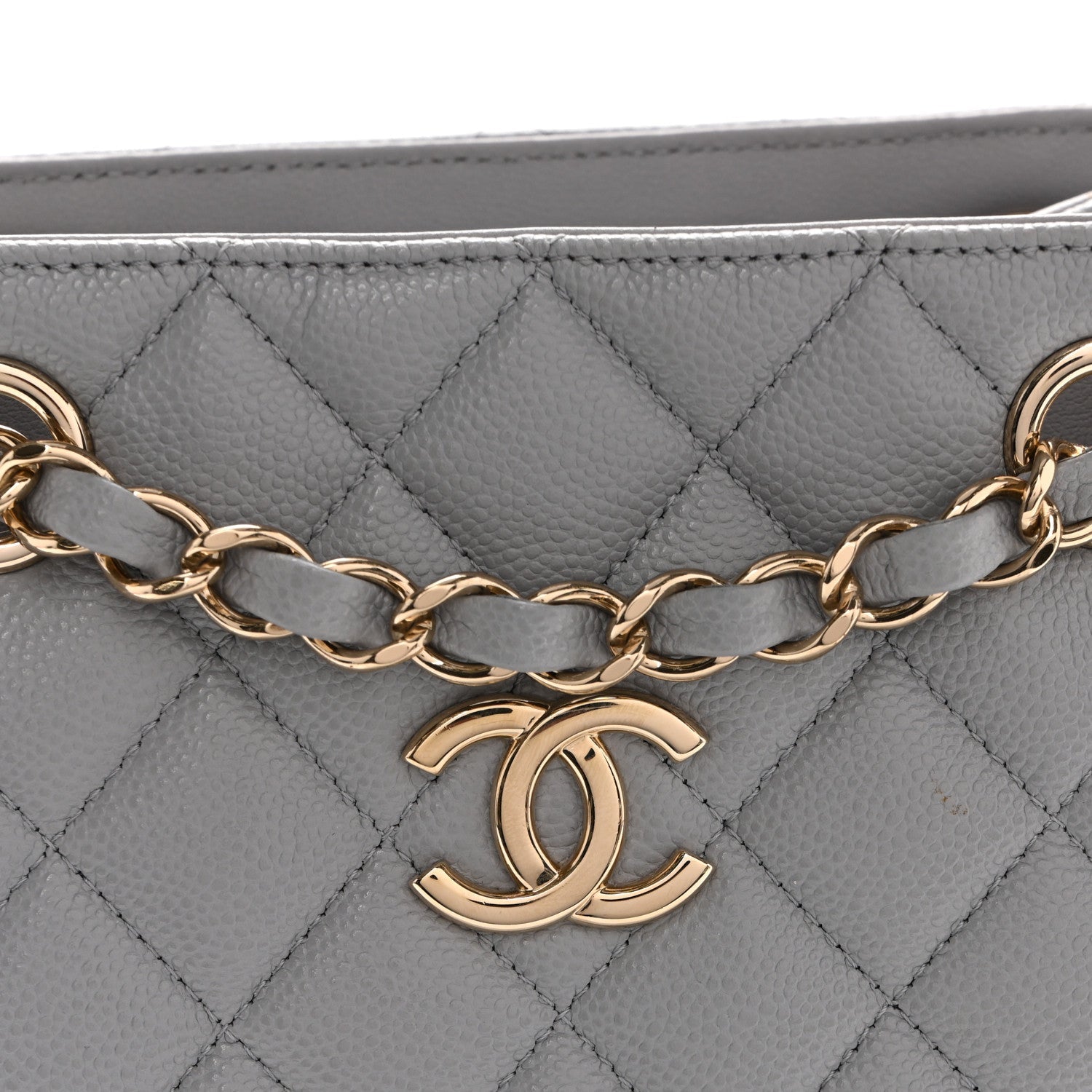 Caviar Quilted Mini Bucket Bag Grey