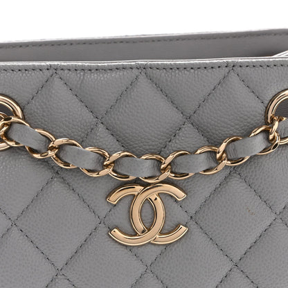 Caviar Quilted Mini Bucket Bag Grey