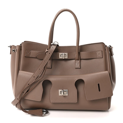 Smooth Calfskin Small Bel Air Carry All Bag Dark Taupe Dark Taupe Dark Taupe
