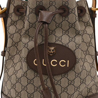 GG Supreme Monogram Neo Vintage Drawstring Bucket Backpack Beige New Acero Crop