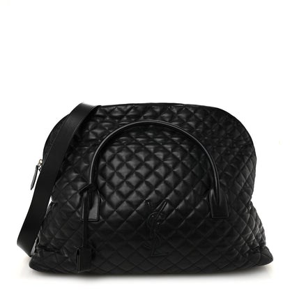 Calfskin Quilted ES Giant Travel Bag Black