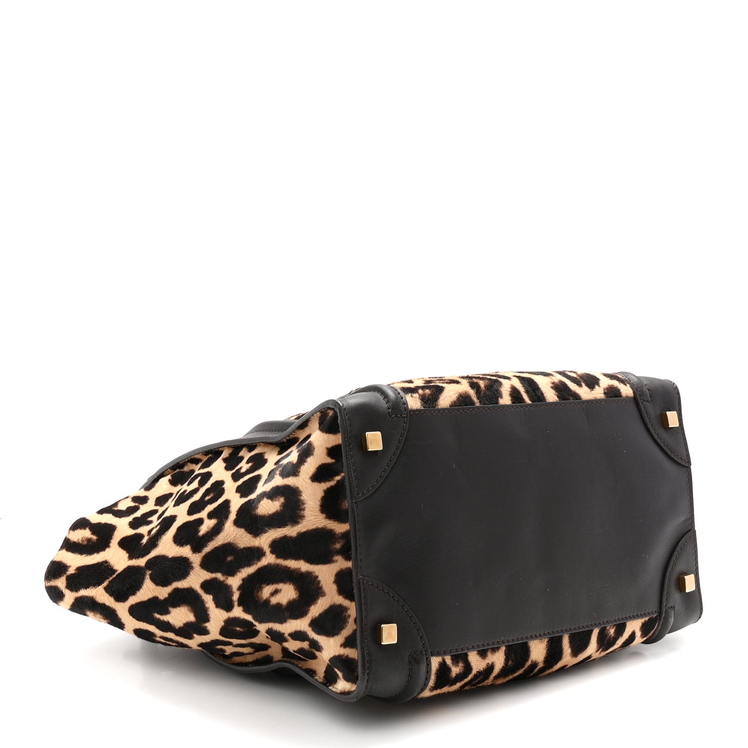 Leopard Pony Hair Mini Luggage Black