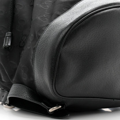Econyl Nylon Monogram Off The Grid Drawstring Bucket Backpack Black