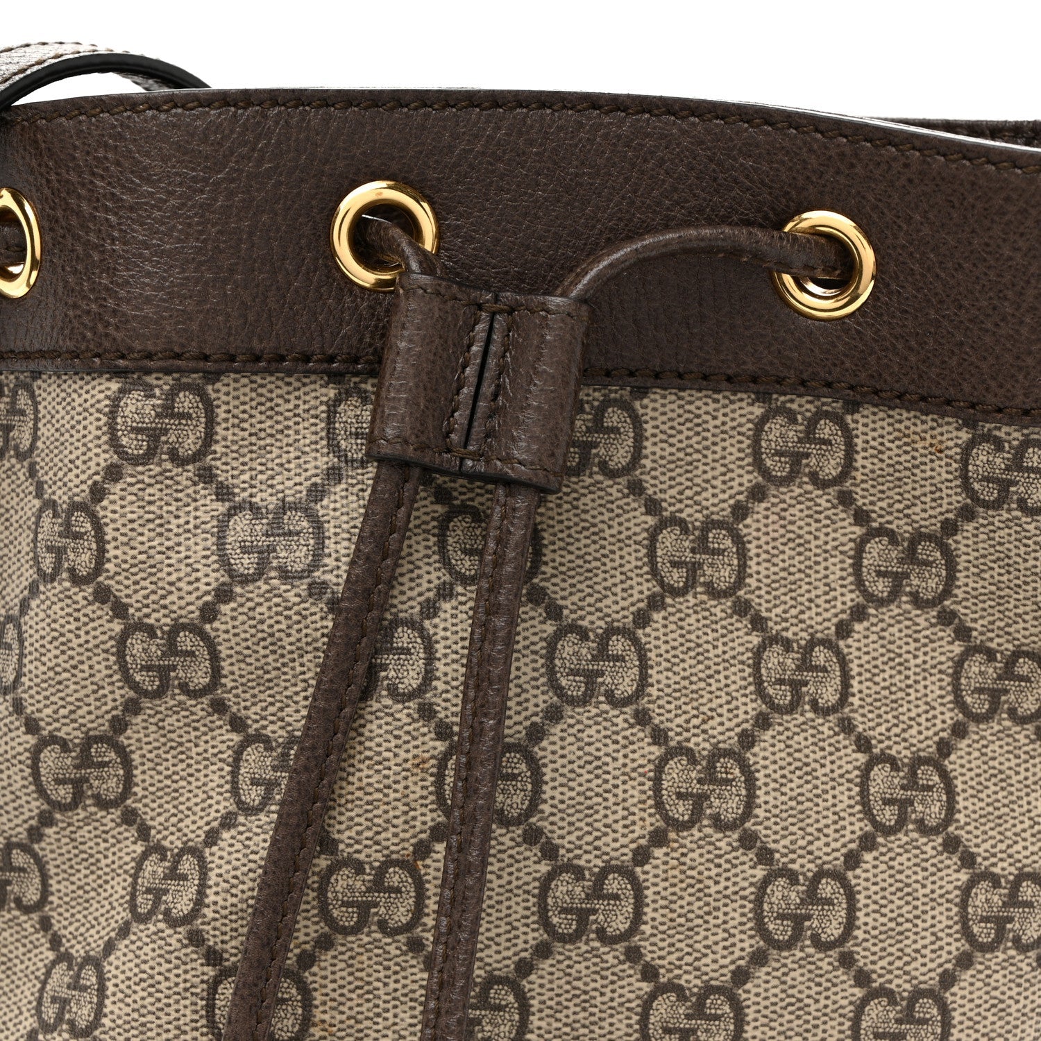 GG Supreme Monogram Web Mini Ophidia Bucket Bag Brown Brown