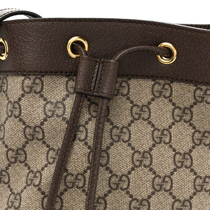GG Supreme Monogram Web Mini Ophidia Bucket Bag Brown Brown