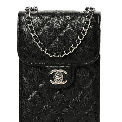 Caviar Quilted Classic Phone Holder Black