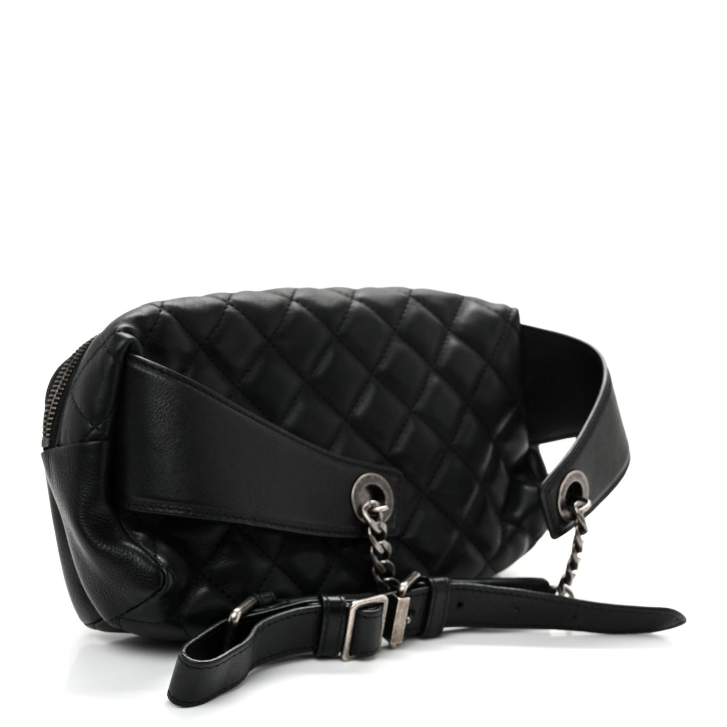 Calfskin Quilted Waist Bag Black