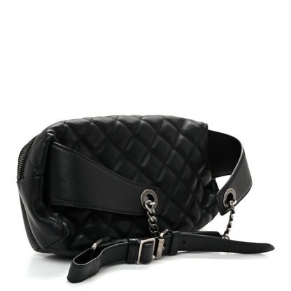 Calfskin Quilted Waist Bag Black