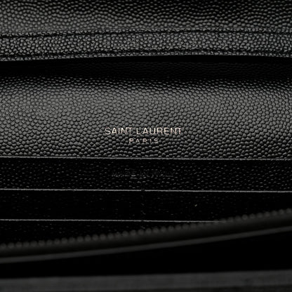 Grain De Poudre Matelasse Chevron Monogram Monochrome Chain Wallet Black