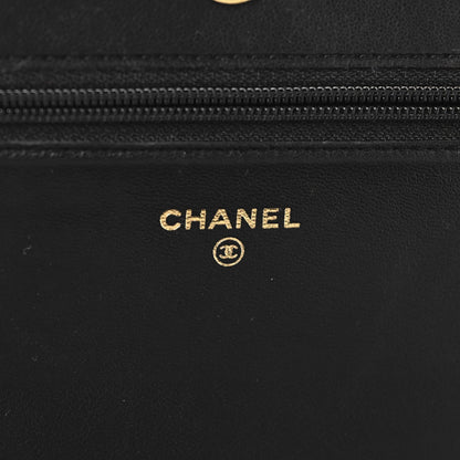 Lambskin Chevron Boy Wallet On Chain WOC Black