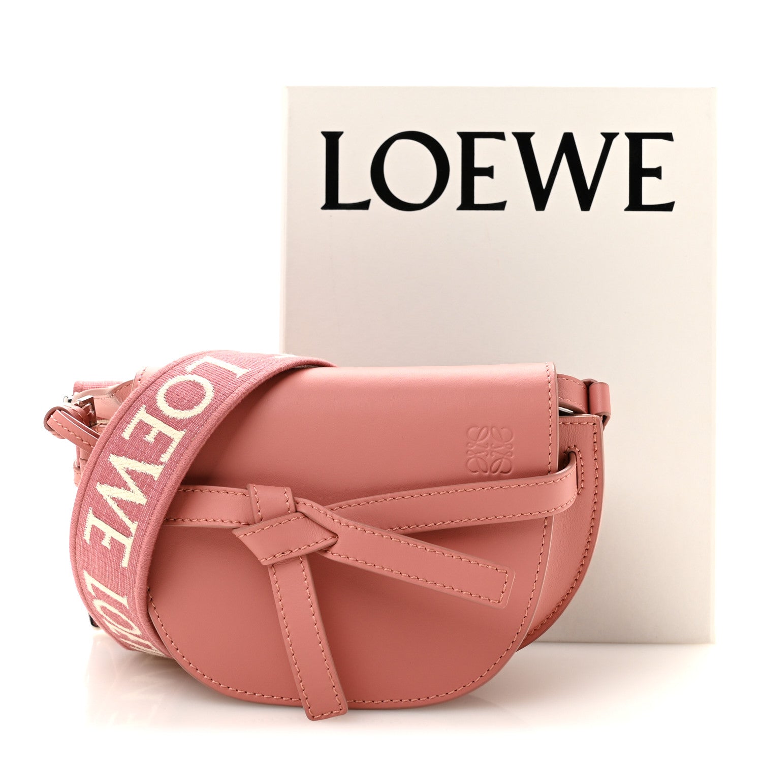 Calfskin Jacquard Mini Gate Dual Bag Peach Bloom