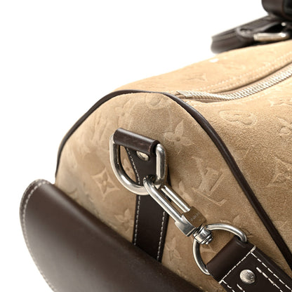 X NIGO Suede Monogram Keepall Bandouliere 50 Tan