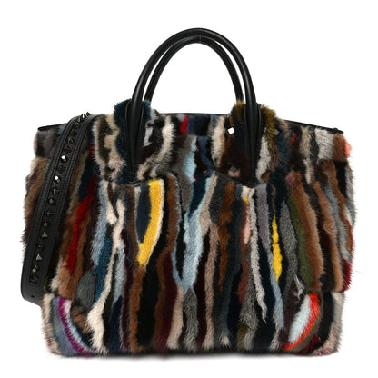 Calfskin Patchwork Calf Hair Large Eloise Tote Black Multicolor