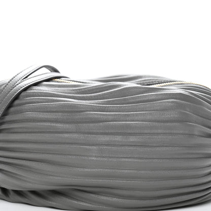 Lambskin Pleated Bracelet Pouch shoulder Bag Asphalt Grey Asphalt Grey