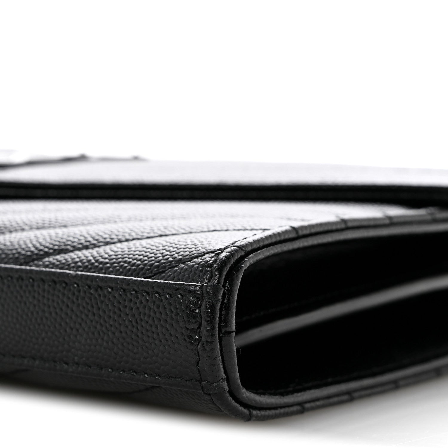 Grain De Poudre Matelasse Chevron Monogram Monochrome Chain Wallet Black