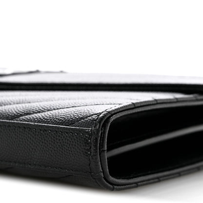 Grain De Poudre Matelasse Chevron Monogram Monochrome Chain Wallet Black