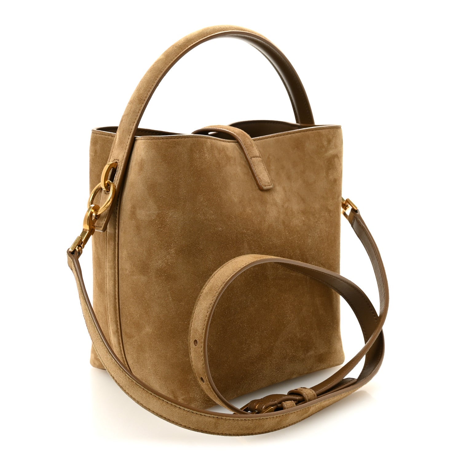 Suede Le 37 Small Bucket Bag Golden Leaf