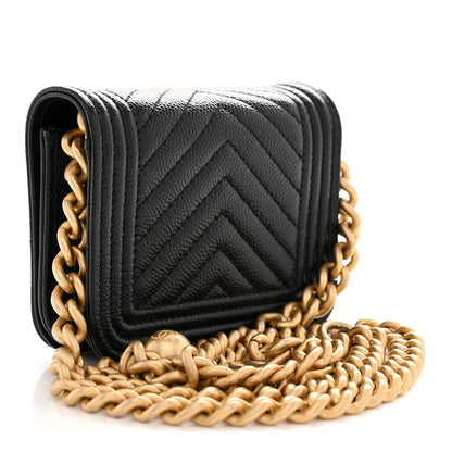 Caviar Chevron Quilted Boy Flap Waist Belt Bag Black