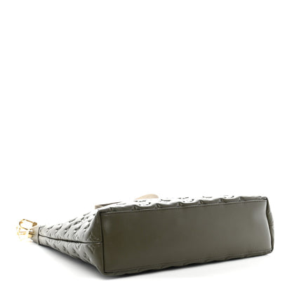 Calfskin Embossed Monogram Coussin Hobo Dark Kaki