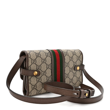 GG Supreme Monogram Web Ophidia Crossbody Wallet Beige Ebony New Acero