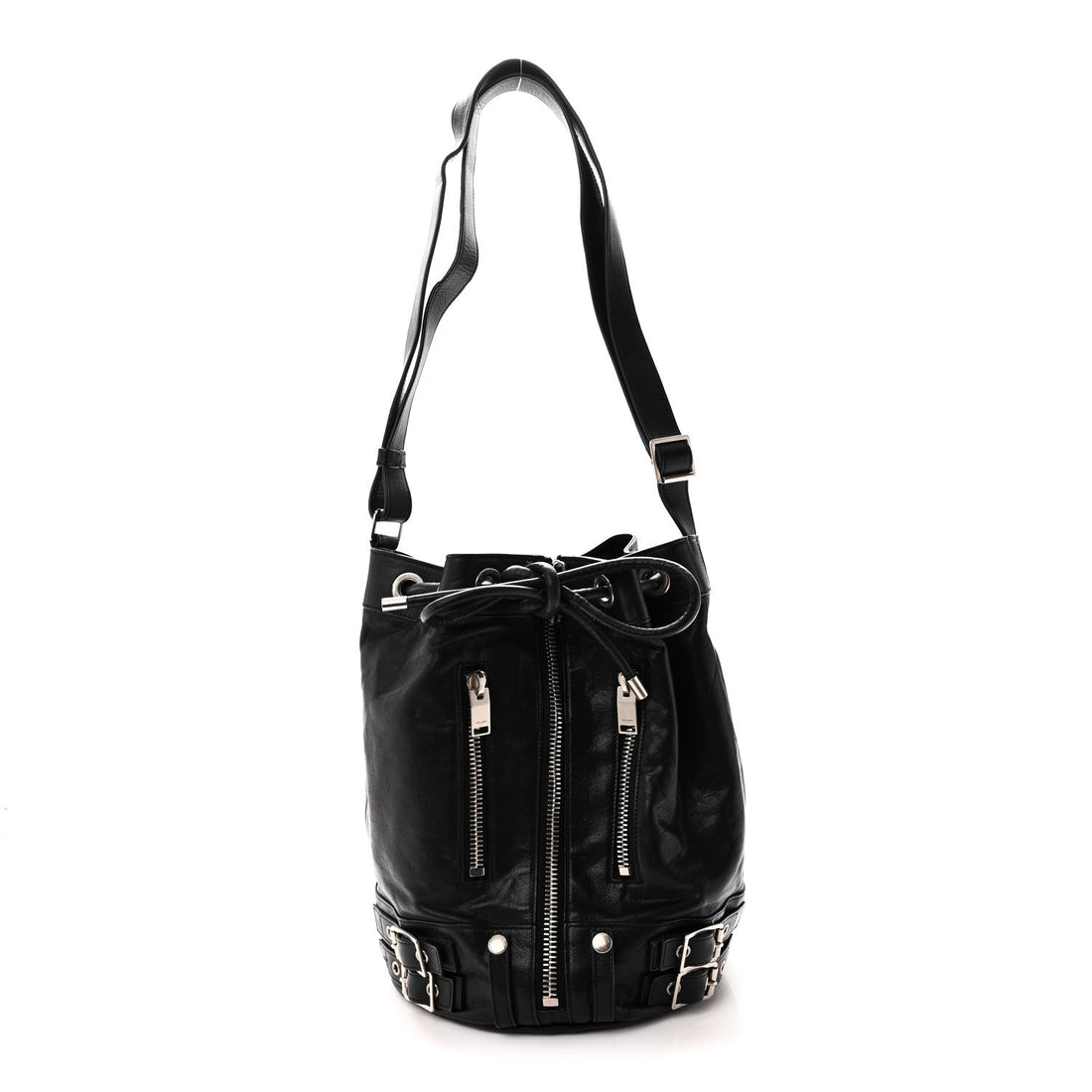 Calfskin Medium Rider Bucket Bag Black