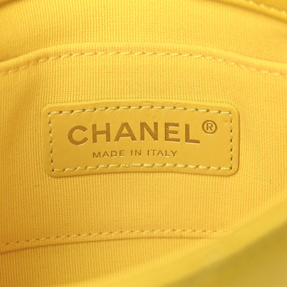 Lambskin Quilted Mini Lacquered Chain Flap Yellow