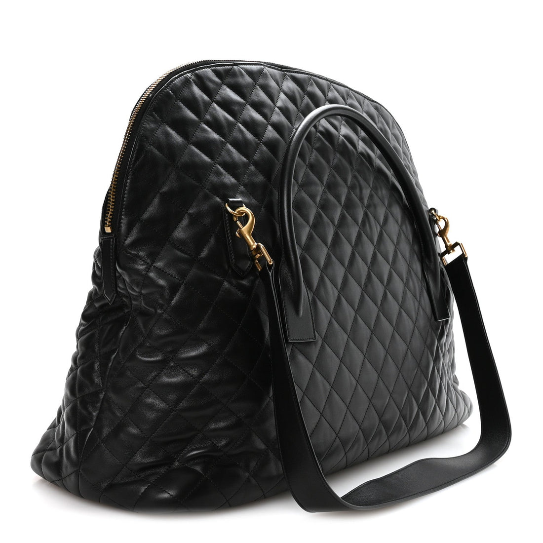 Calfskin Quilted ES Giant Travel Bag Black
