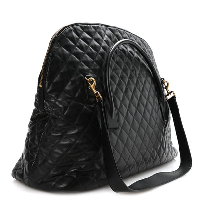 Calfskin Quilted ES Giant Travel Bag Black