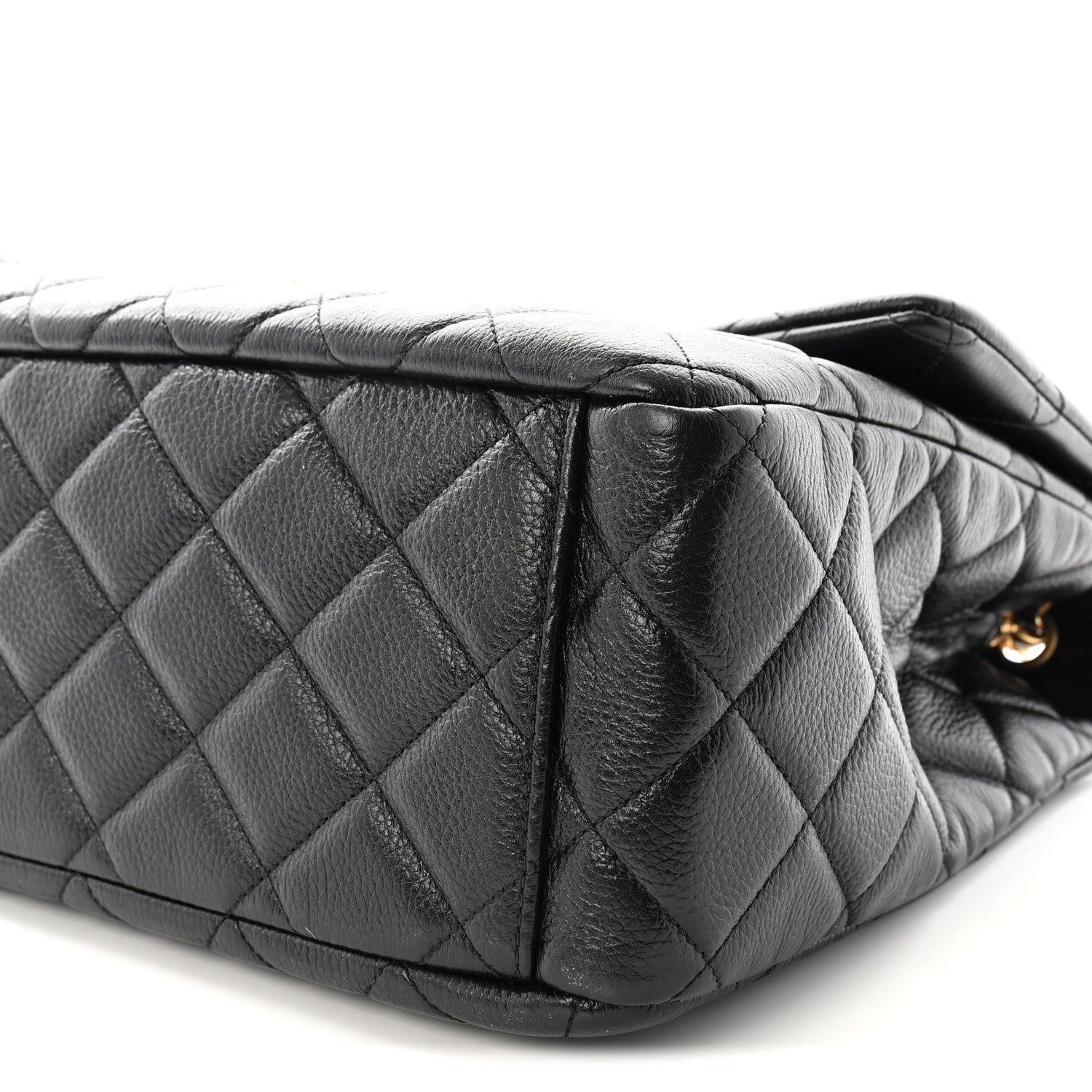 Calfskin Quilted XXL Travel Flap Bag Black