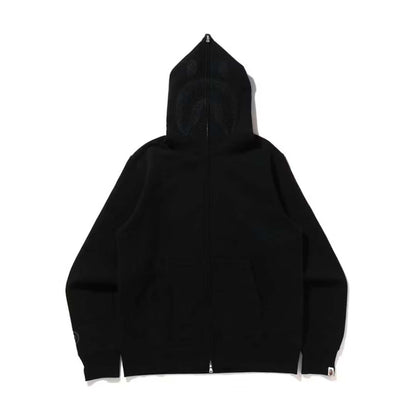 Bape Triple Black Shark Zip Up Hoodie