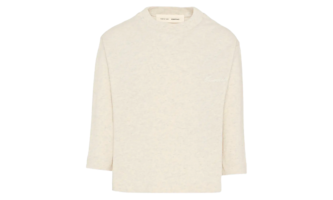 Essentials Embroidered Classic Long Sleeve Tee GS "Oatmeal Heather" 785HO251361K