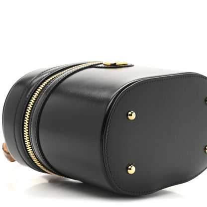 Calfskin Mini Bamboo Top Handle Shoulder Bag Black